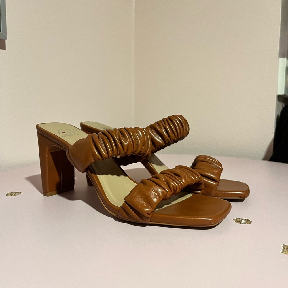 Brown Strap Heeled Sandals
